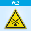 Знак W12 «Внимание! электромагнитное поле» (пластик, сторона 200 мм)